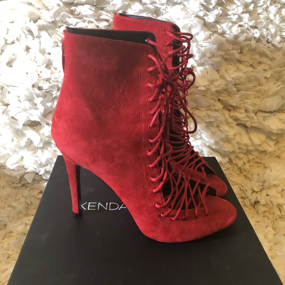 Kendall + Kylie Ginny Red Lace Up Heels
